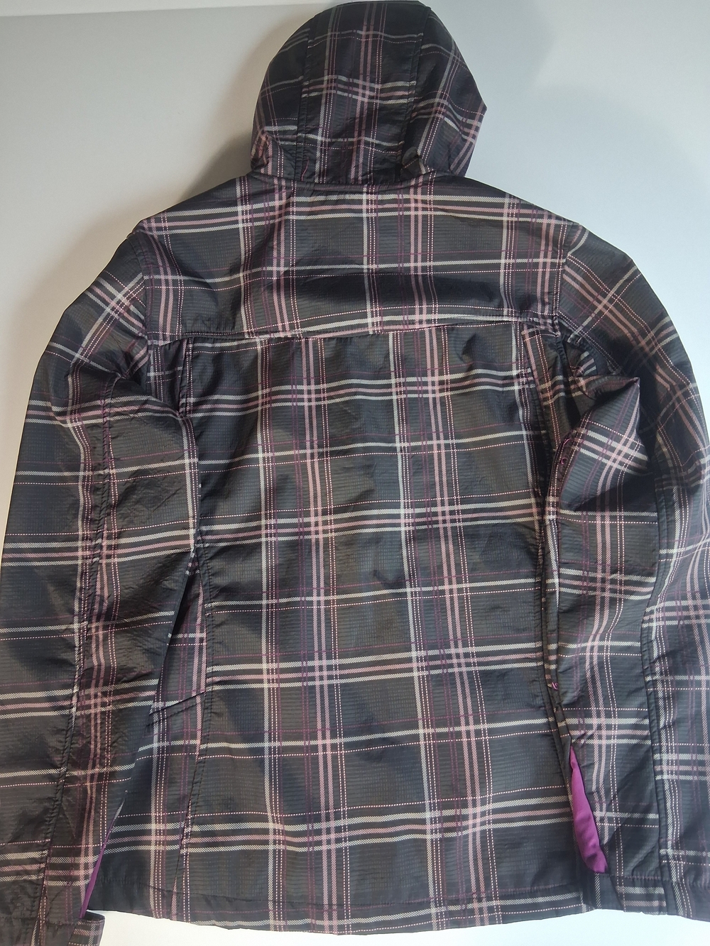 Free Country Black & Pink Plaid Hooded Raincoat With Plush Pink Lining